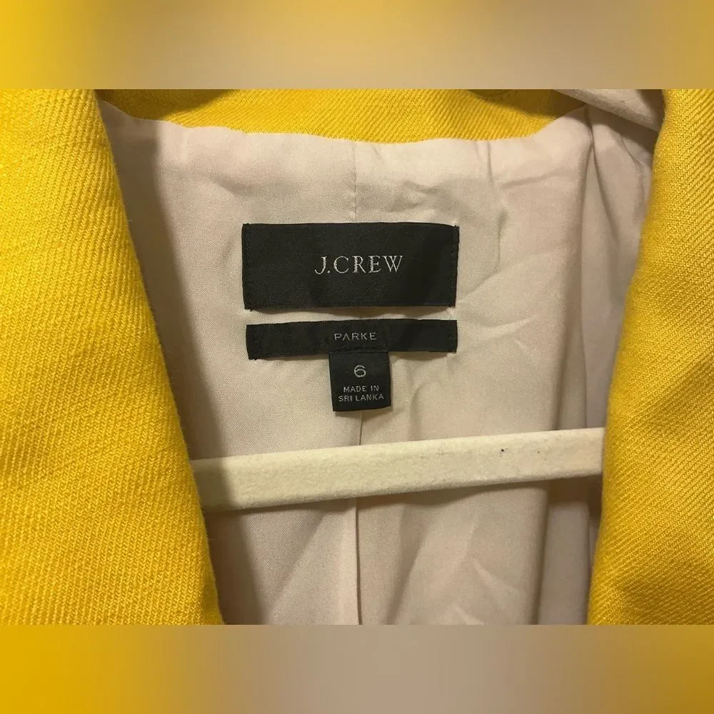 J. Crew Parke Bright Yellow Women's Single-Button Blazer linen blend size 6